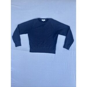 Monocle Mens Crewneck Sz M Made In Portugal 100% Cotton Pullover Blue Sweatshirt